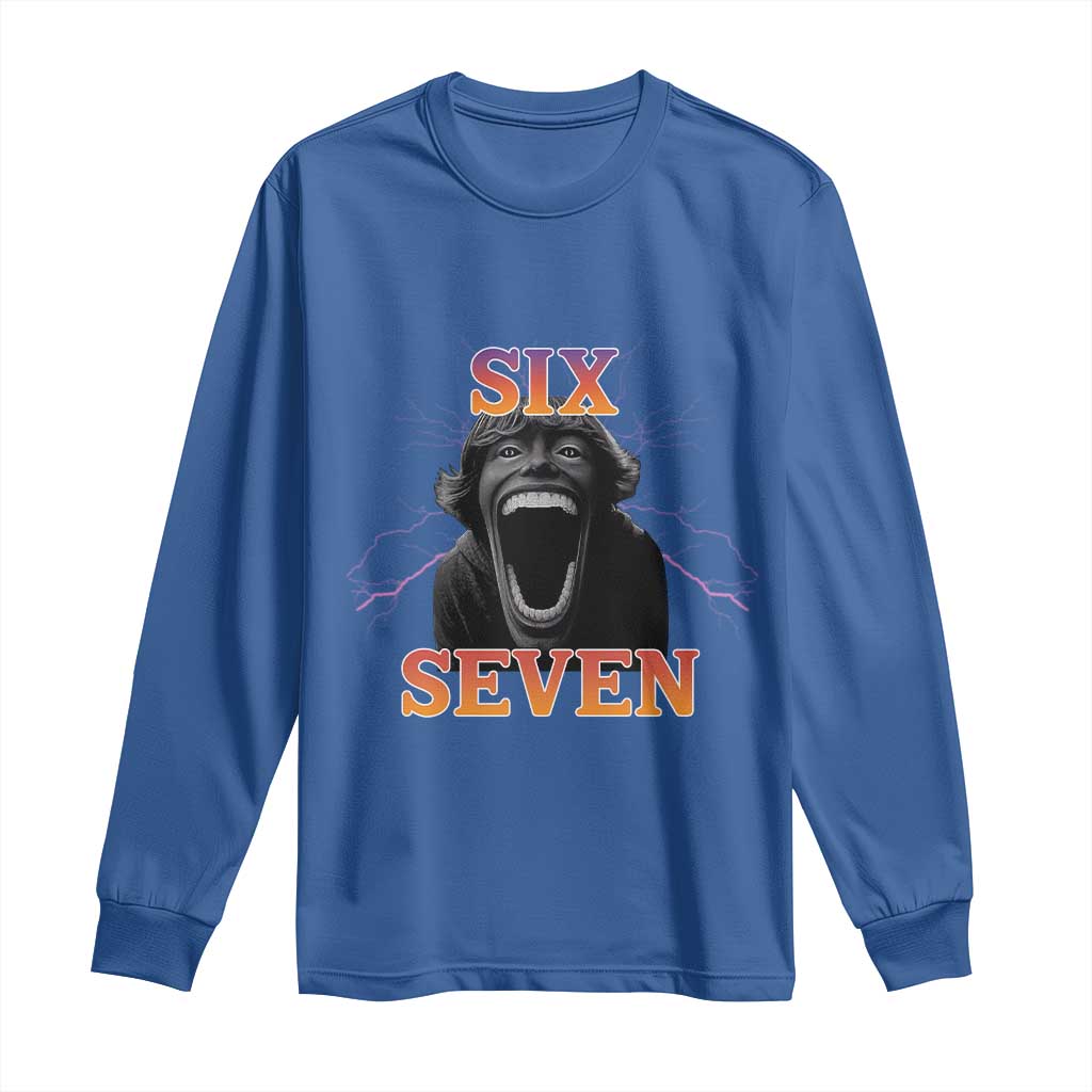 Mason 67 Kid Meme Long Sleeve Shirt Devil Edit Viral Six Seven Scream TS02 Royal Blue Print Your Wear