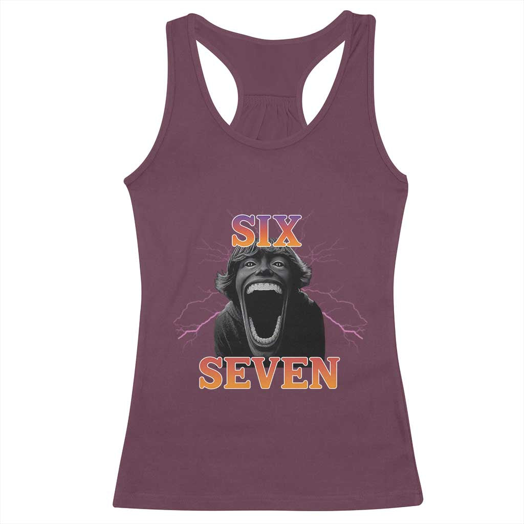 Mason 67 Kid Meme Racerback Tank Top Devil Edit Viral Six Seven Scream TS02 Maroon Print Your Wear
