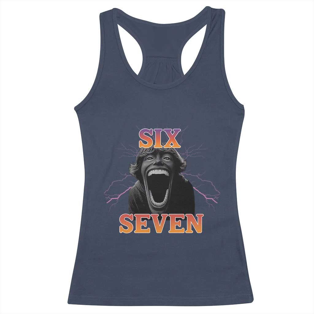 Mason 67 Kid Meme Racerback Tank Top Devil Edit Viral Six Seven Scream TS02 Navy Print Your Wear