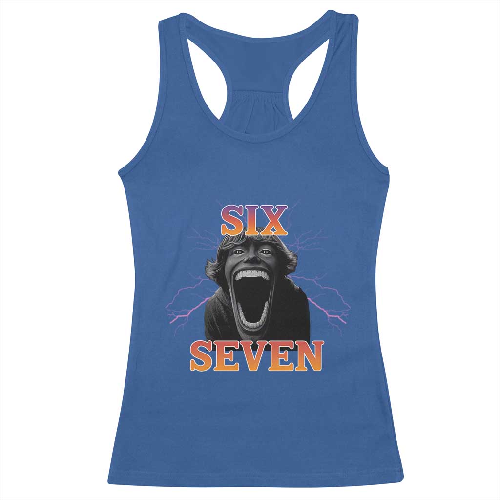 Mason 67 Kid Meme Racerback Tank Top Devil Edit Viral Six Seven Scream TS02 Royal Blue Print Your Wear