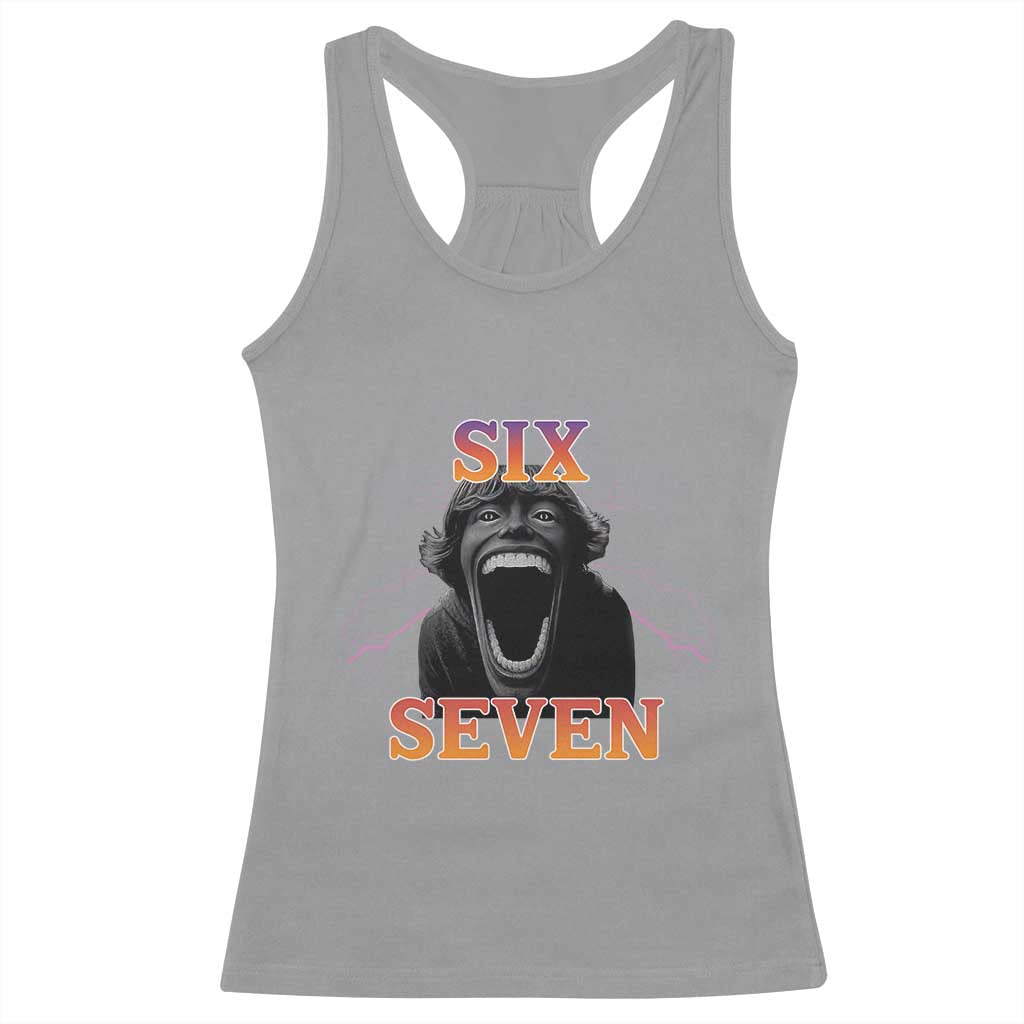 Mason 67 Kid Meme Racerback Tank Top Devil Edit Viral Six Seven Scream TS02 Sport Gray Print Your Wear