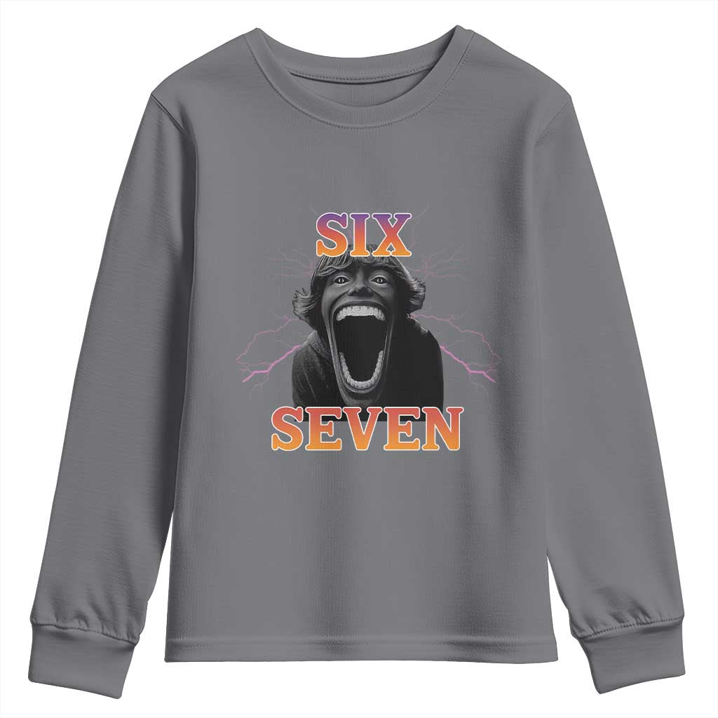 Mason 67 Kid Meme Youth Sweatshirt Devil Edit Viral Six Seven Scream TS02 Charcoal Print Your Wear