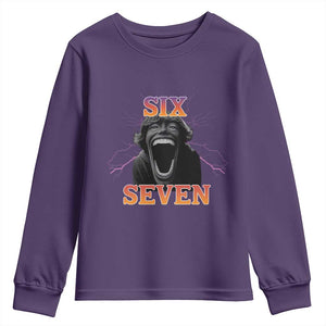 Mason 67 Kid Meme Youth Sweatshirt Devil Edit Viral Six Seven Scream TS02 Purple Print Your Wear