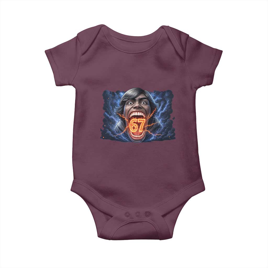 Screaming Mason 67 Kid Meme Baby Onesie Six Seven Viral Devil Transformation Horror Edit TS02 Maroon Print Your Wear