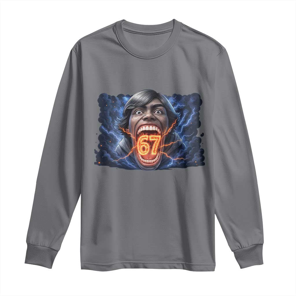Screaming Mason 67 Kid Meme Long Sleeve Shirt Six Seven Viral Devil Transformation Horror Edit TS02 Charcoal Print Your Wear