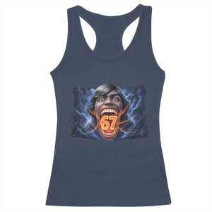 Screaming Mason 67 Kid Meme Racerback Tank Top Six Seven Viral Devil Transformation Horror Edit TS02 Navy Print Your Wear