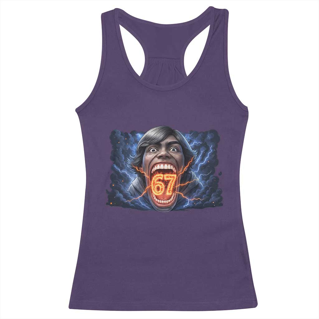 Screaming Mason 67 Kid Meme Racerback Tank Top Six Seven Viral Devil Transformation Horror Edit TS02 Purple Print Your Wear