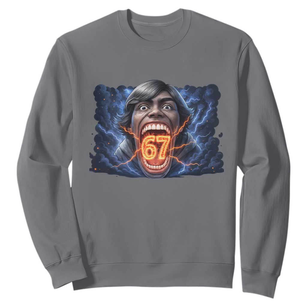 Screaming Mason 67 Kid Meme Sweatshirt Six Seven Viral Devil Transformation Horror Edit TS02 Charcoal Print Your Wear