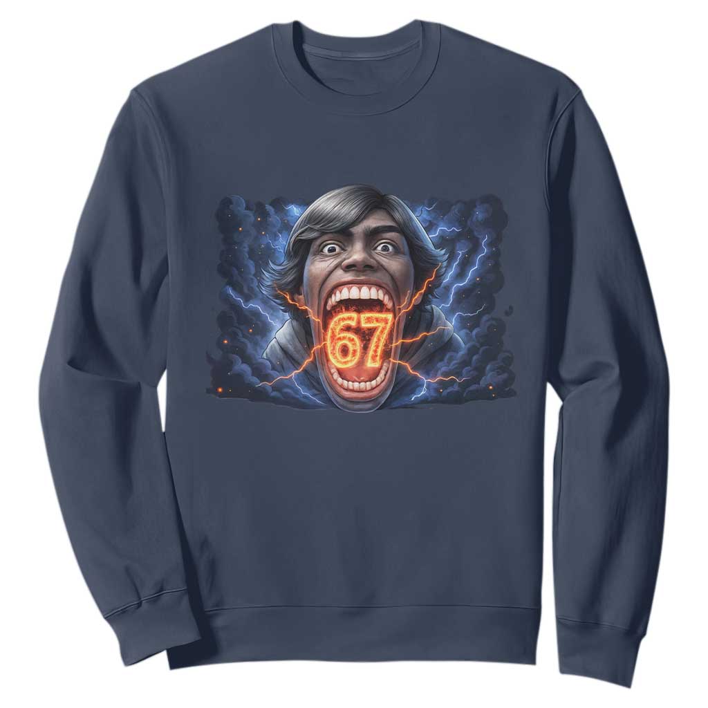 Screaming Mason 67 Kid Meme Sweatshirt Six Seven Viral Devil Transformation Horror Edit TS02 Navy Print Your Wear