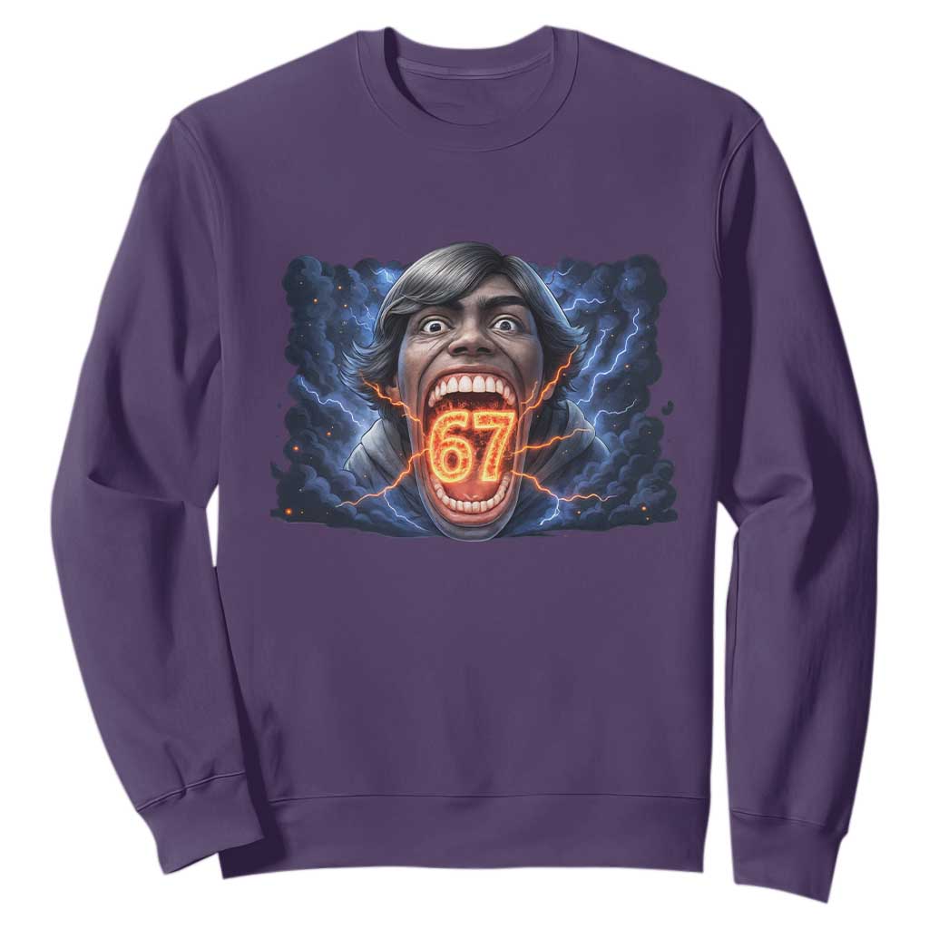 Screaming Mason 67 Kid Meme Sweatshirt Six Seven Viral Devil Transformation Horror Edit TS02 Purple Print Your Wear