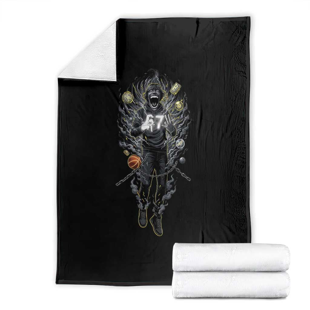 Mason 67 Energy Overload Throw Blanket Six Seven Meme Lightning Horror Devil Edit TS02 Black Print Your Wear