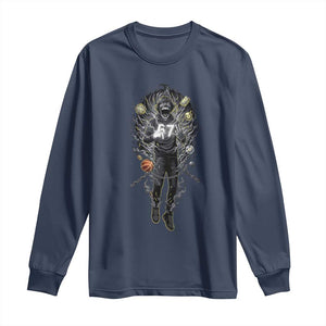 Mason 67 Energy Overload Long Sleeve Shirt Six Seven Meme Lightning Horror Devil Edit TS02 Navy Print Your Wear