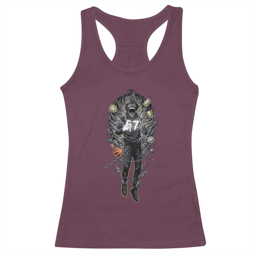 Mason 67 Energy Overload Racerback Tank Top Six Seven Meme Lightning Horror Devil Edit TS02 Maroon Print Your Wear
