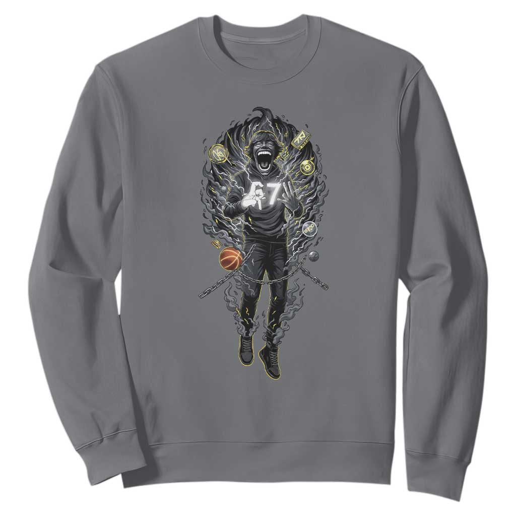 Mason 67 Energy Overload Sweatshirt Six Seven Meme Lightning Horror Devil Edit TS02 Charcoal Print Your Wear