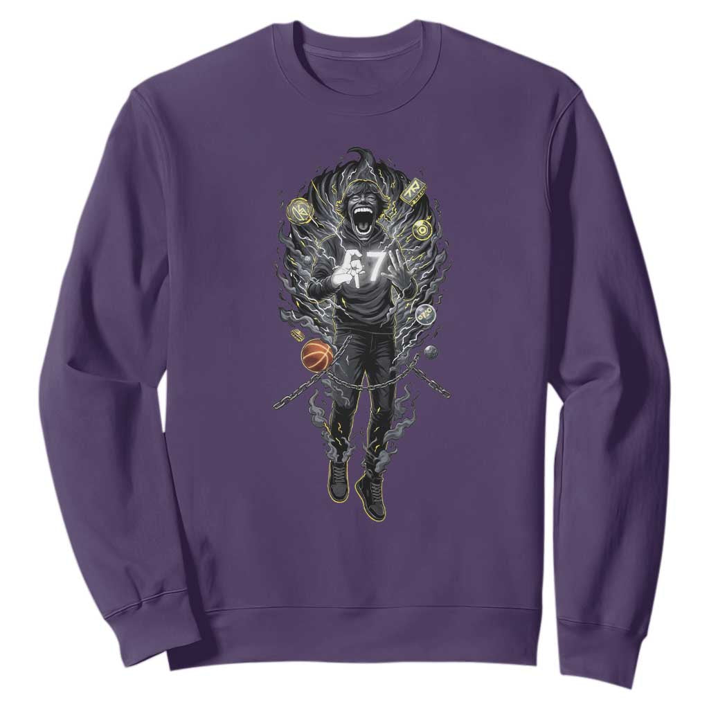 Mason 67 Energy Overload Sweatshirt Six Seven Meme Lightning Horror Devil Edit TS02 Purple Print Your Wear