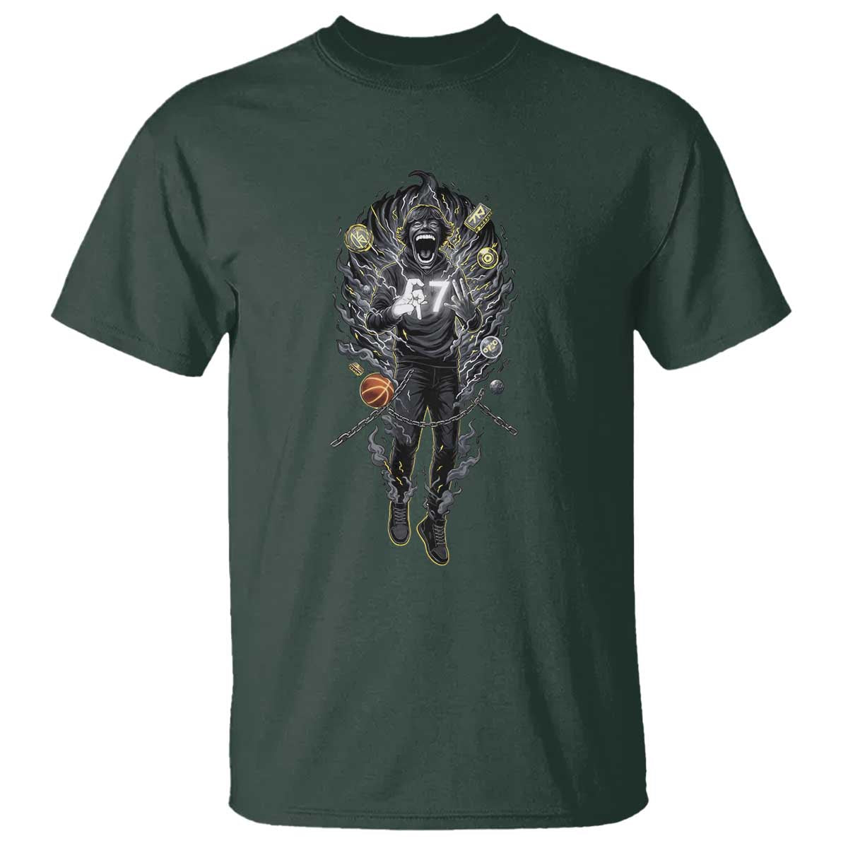 Mason 67 Energy Overload T Shirt Six Seven Meme Lightning Horror Devil Edit TS02 Dark Forest Green Print Your Wear