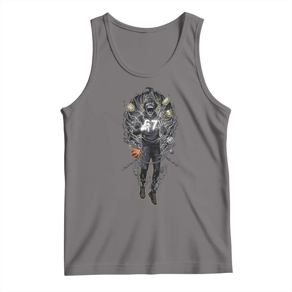 Mason 67 Energy Overload Tank Top Six Seven Meme Lightning Horror Devil Edit TS02 Deep Heather Print Your Wear