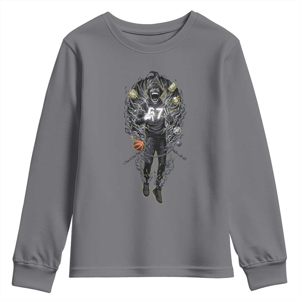 Mason 67 Energy Overload Youth Sweatshirt Six Seven Meme Lightning Horror Devil Edit TS02 Charcoal Print Your Wear