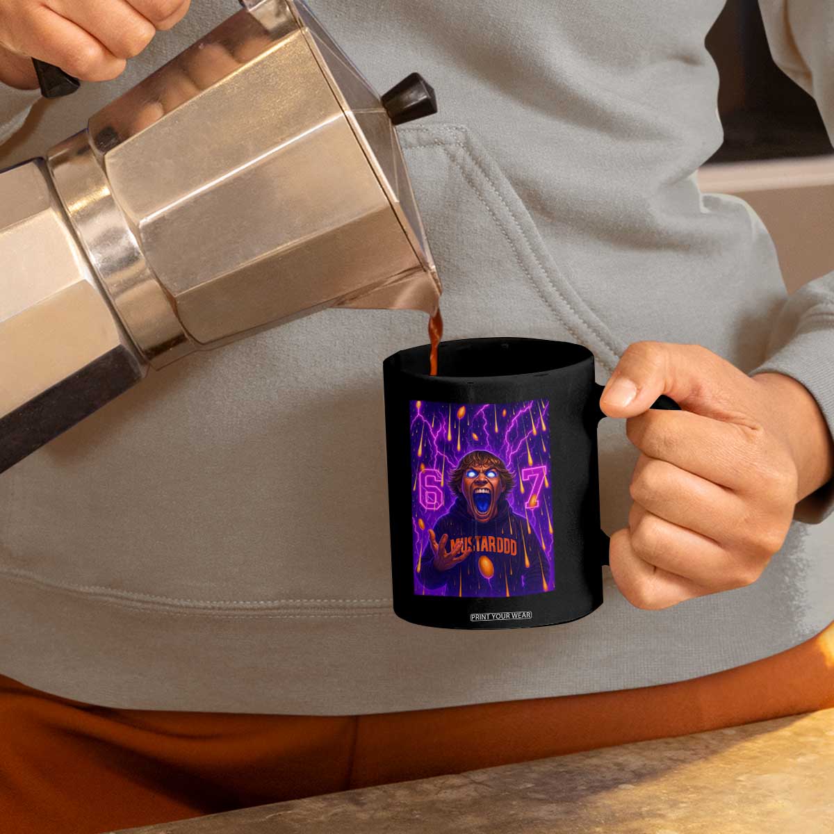 Mason 67 Meme Graphic Coffee Mug Glowing Eyes Devil Edit 6 7 Viral Six Seven Scream TS02 Print Your Wear