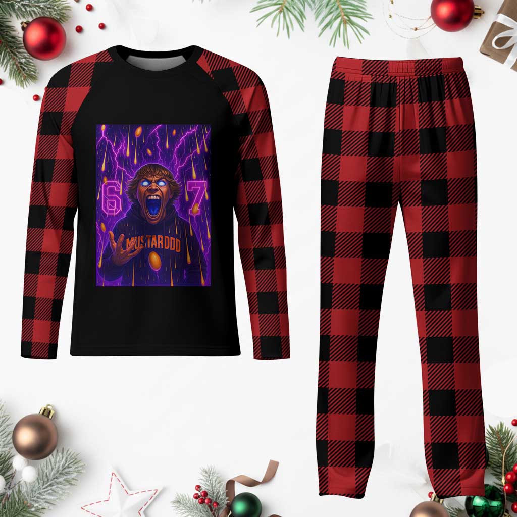 Mason 67 Meme Graphic Plaid Pajama Set Glowing Eyes Devil Edit 6 7 Viral Six Seven Scream TS02 Buffalo Plaid Print Your Wear