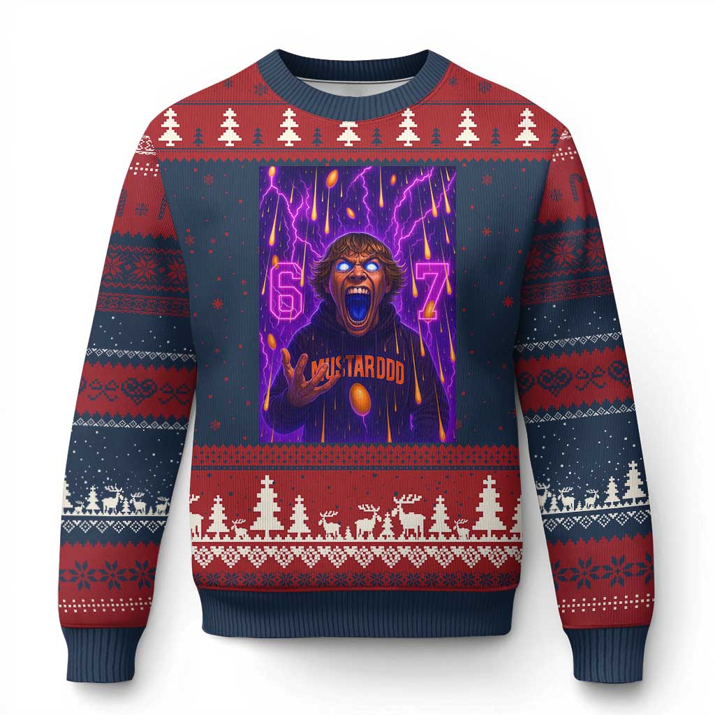 Mason 67 Meme Graphic Ugly Christmas Sweater Glowing Eyes Devil Edit 6 7 Viral Six Seven Scream TS02 Navy Red Print Your Wear