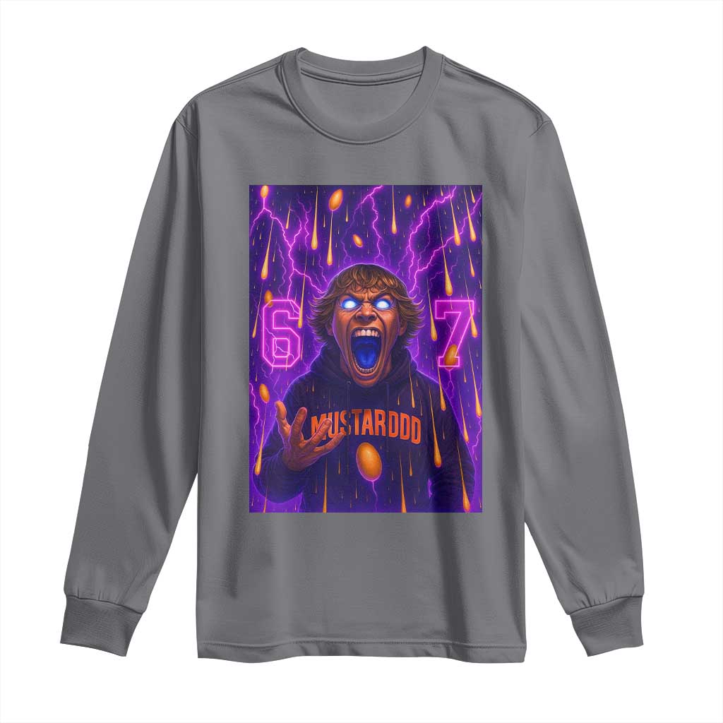 Mason 67 Meme Graphic Long Sleeve Shirt Glowing Eyes Devil Edit 6 7 Viral Six Seven Scream TS02 Charcoal Print Your Wear