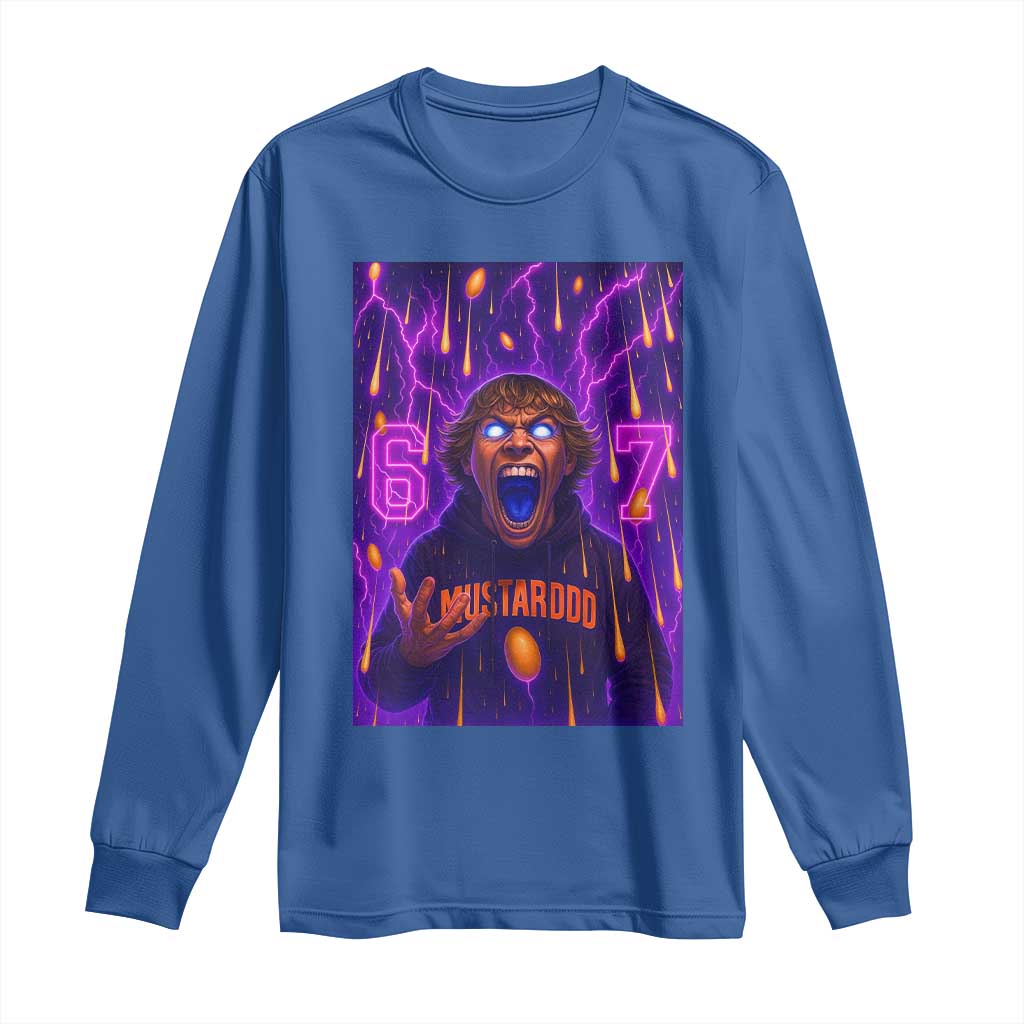 Mason 67 Meme Graphic Long Sleeve Shirt Glowing Eyes Devil Edit 6 7 Viral Six Seven Scream TS02 Royal Blue Print Your Wear