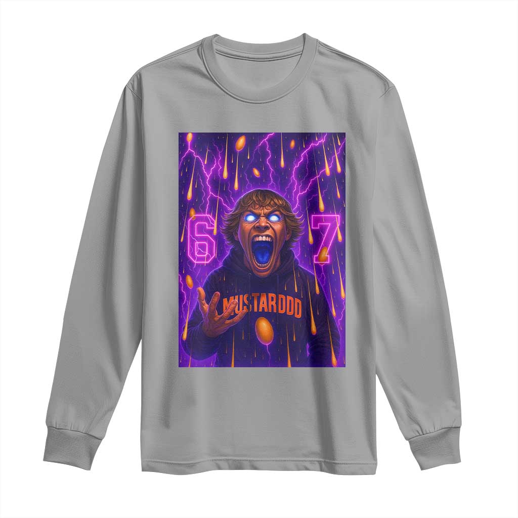 Mason 67 Meme Graphic Long Sleeve Shirt Glowing Eyes Devil Edit 6 7 Viral Six Seven Scream TS02 Sport Gray Print Your Wear