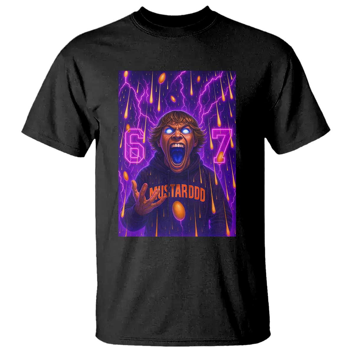 Mason 67 Meme Graphic T Shirt Glowing Eyes Devil Edit 6 7 Viral Six Seven Scream TS02 Black Print Your Wear