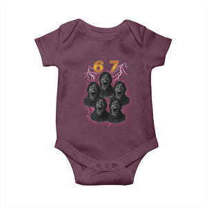 Mason 6 7 Meme Graphic Baby Onesie Six Seven 67 Meme Horror Edit Bootleg TS02 Maroon Print Your Wear