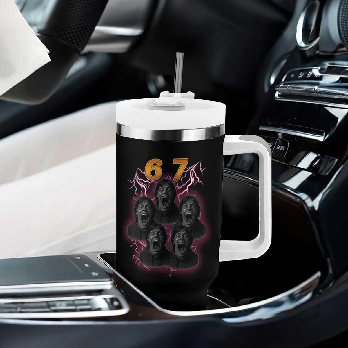 Mason 6 7 Meme Graphic Tumbler With Handle Six Seven 67 Meme Horror Edit Bootleg TS02 Print Your Wear