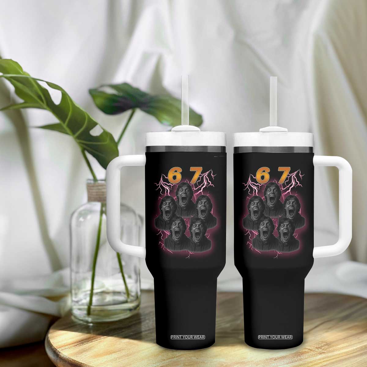 Mason 6 7 Meme Graphic Tumbler With Handle Six Seven 67 Meme Horror Edit Bootleg TS02 Print Your Wear