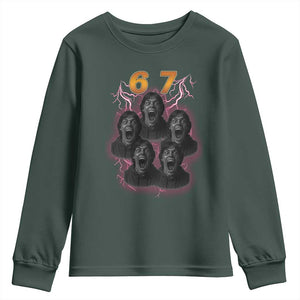 Mason 6 7 Meme Graphic Youth Sweatshirt Six Seven 67 Meme Horror Edit Bootleg TS02 Dark Forest Green Print Your Wear