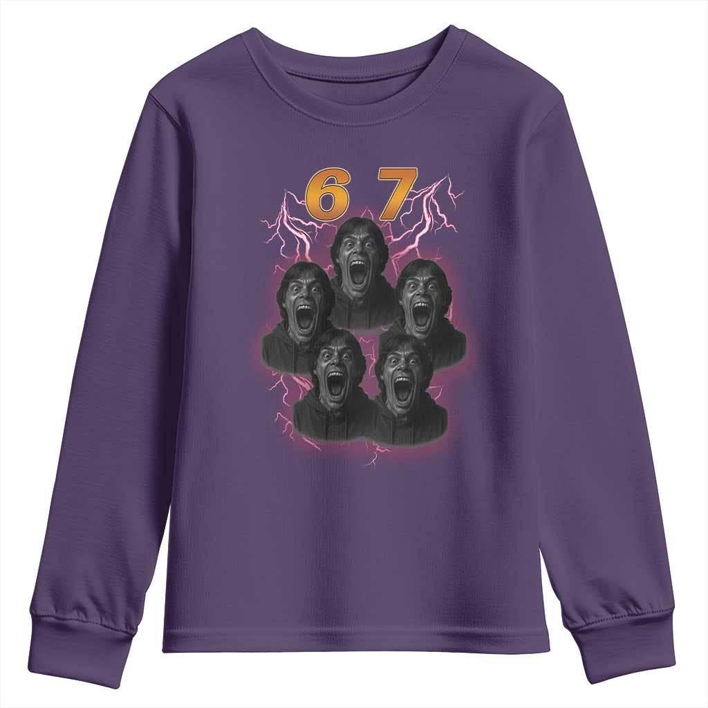 Mason 6 7 Meme Graphic Youth Sweatshirt Six Seven 67 Meme Horror Edit Bootleg TS02 Purple Print Your Wear