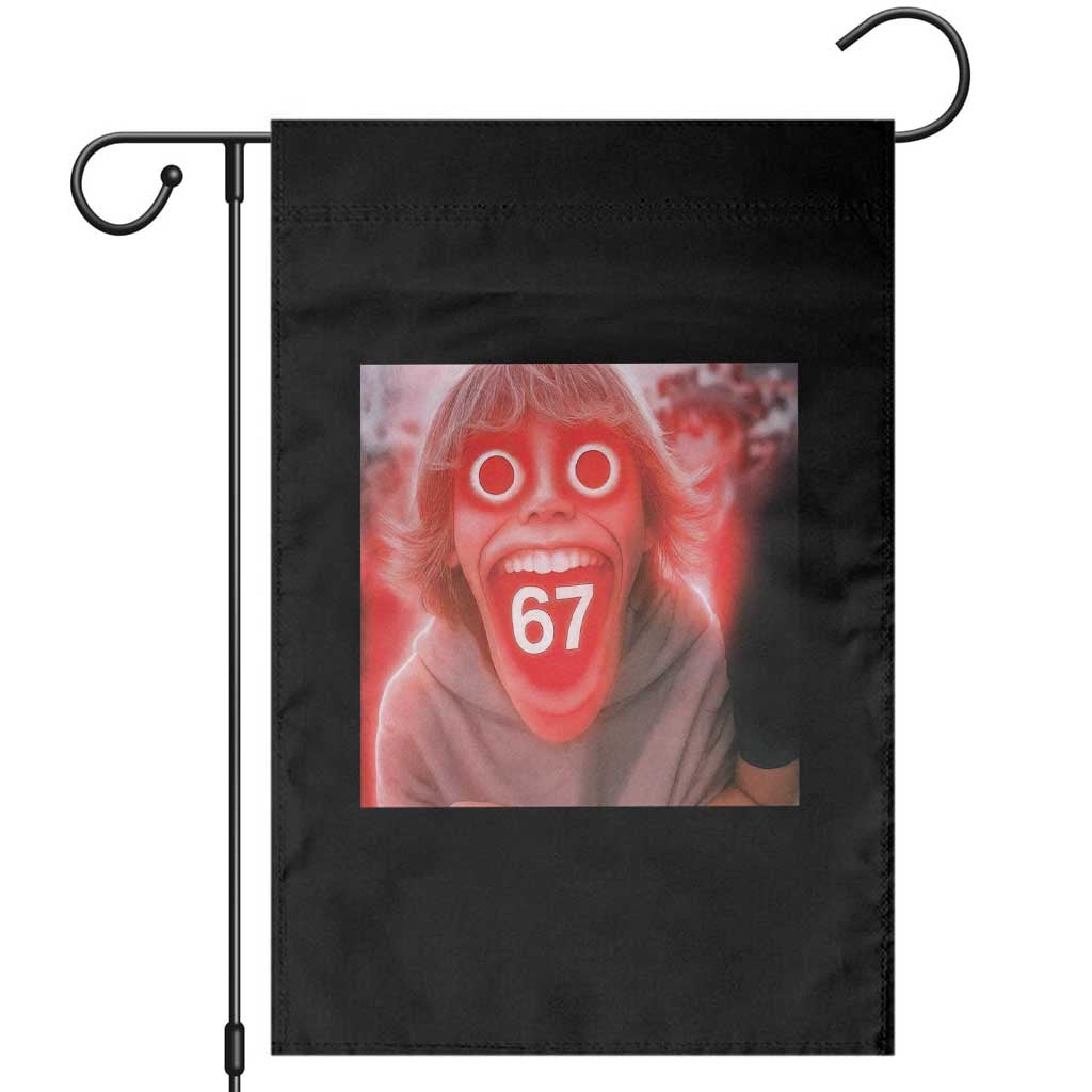 67 Mason Kid Glitchcore Graphic Garden Flag Screaming Boy Six Seven Viral Meme Devil Edit TS02 Black Print Your Wear