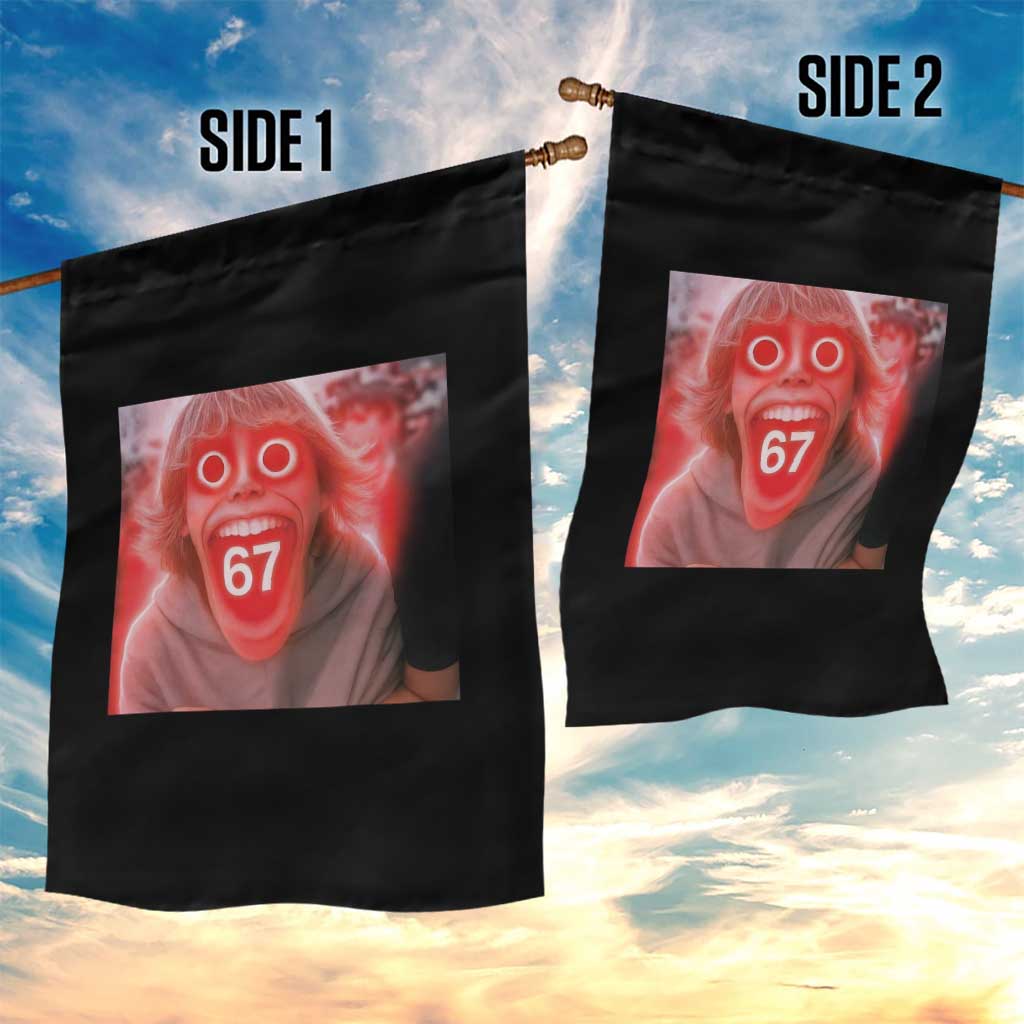 67 Mason Kid Glitchcore Graphic Garden Flag Screaming Boy Six Seven Viral Meme Devil Edit TS02 Print Your Wear