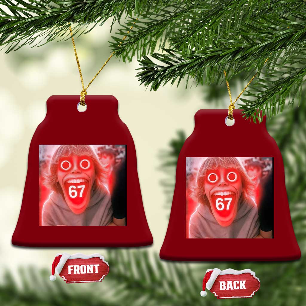 67 Mason Kid Glitchcore Graphic Ceramic Ornament Screaming Boy Six Seven Viral Meme Devil Edit TS02 Print Your Wear