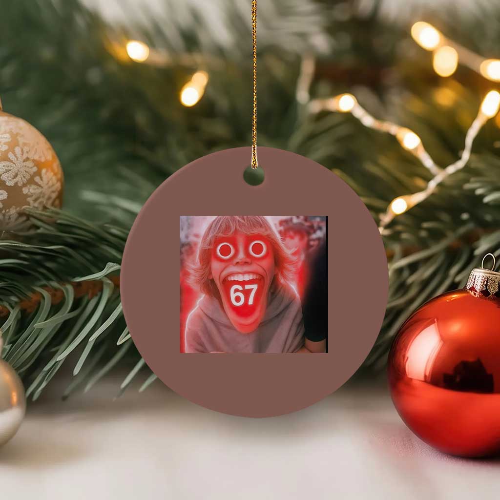 67 Mason Kid Glitchcore Graphic Ceramic Ornament Screaming Boy Six Seven Viral Meme Devil Edit TS02 1pc Mocha Print Your Wear