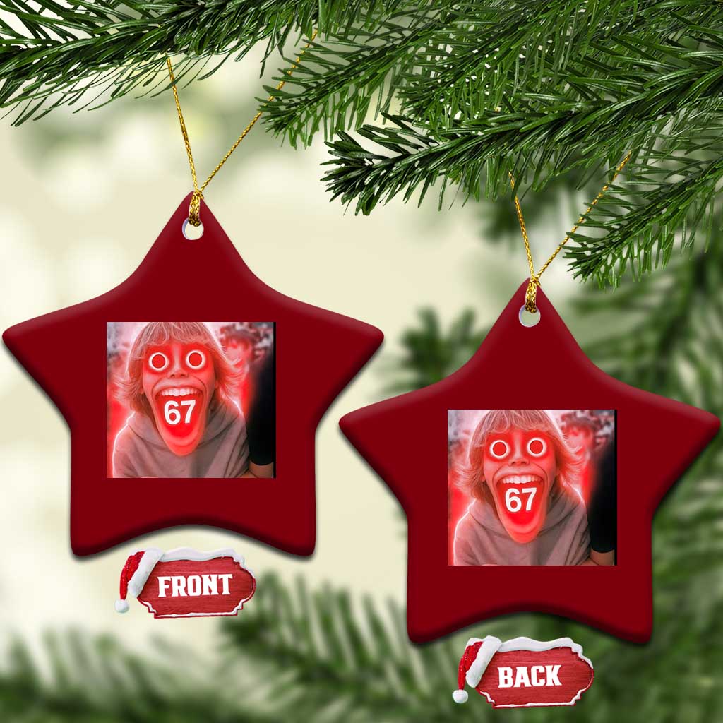 67 Mason Kid Glitchcore Graphic Ceramic Ornament Screaming Boy Six Seven Viral Meme Devil Edit TS02 Print Your Wear