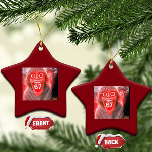 67 Mason Kid Glitchcore Graphic Ceramic Ornament Screaming Boy Six Seven Viral Meme Devil Edit TS02 Print Your Wear