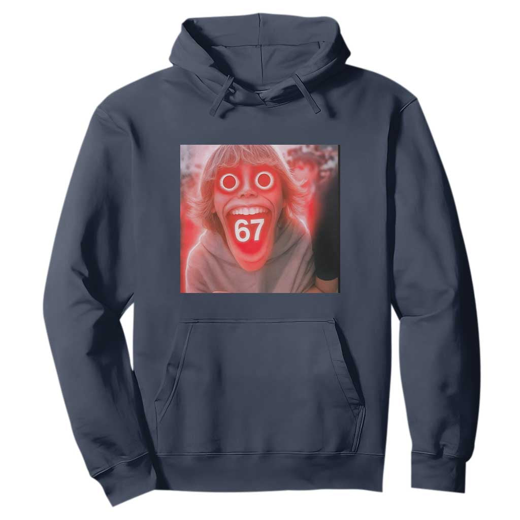 67 Mason Kid Glitchcore Graphic Hoodie Screaming Boy Six Seven Viral Meme Devil Edit TS02 Navy Print Your Wear