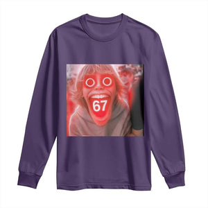 67 Mason Kid Glitchcore Graphic Long Sleeve Shirt Screaming Boy Six Seven Viral Meme Devil Edit TS02 Purple Print Your Wear