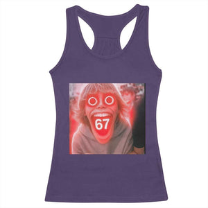 67 Mason Kid Glitchcore Graphic Racerback Tank Top Screaming Boy Six Seven Viral Meme Devil Edit TS02 Purple Print Your Wear