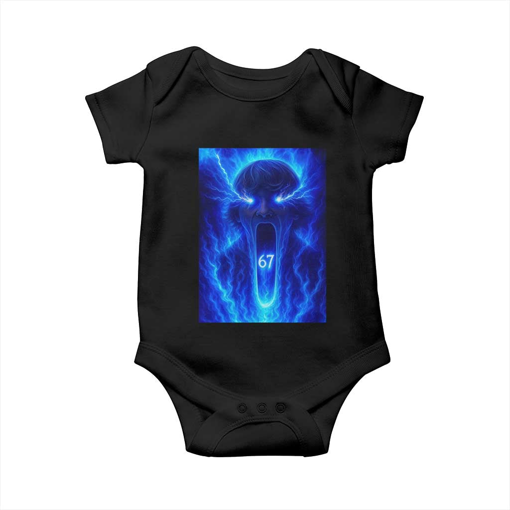 Six Seven Energy Overload Graphic Baby Onesie 67 Mason Kid Analog Horror Meme TS02 Black Print Your Wear