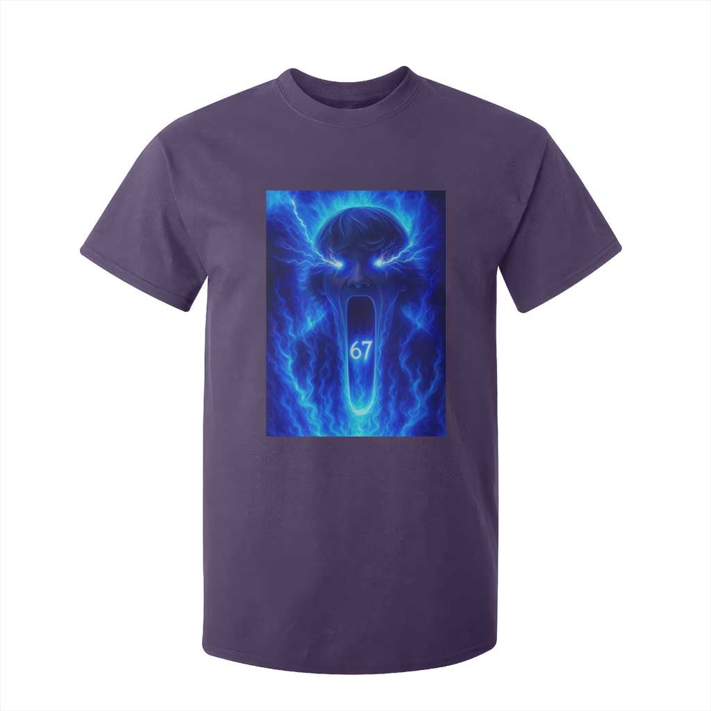 Six Seven Energy Overload Graphic T Shirt For Kid 67 Mason Kid Analog Horror Meme TS02 Purple Print Your Wear
