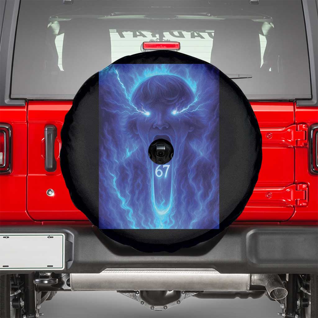 Six Seven Energy Overload Graphic Spare Tire Cover 67 Mason Kid Analog Horror Meme TS02 Black Print Your Wear