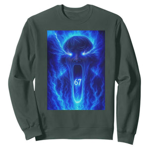Six Seven Energy Overload Graphic Sweatshirt 67 Mason Kid Analog Horror Meme TS02 Dark Forest Green Print Your Wear