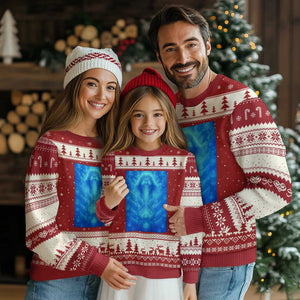Divine 67 Meme Ugly Christmas Sweater Celestial Mason 6 7 Spiritual Six Seven Angelcore TS02 Red Beige Print Your Wear
