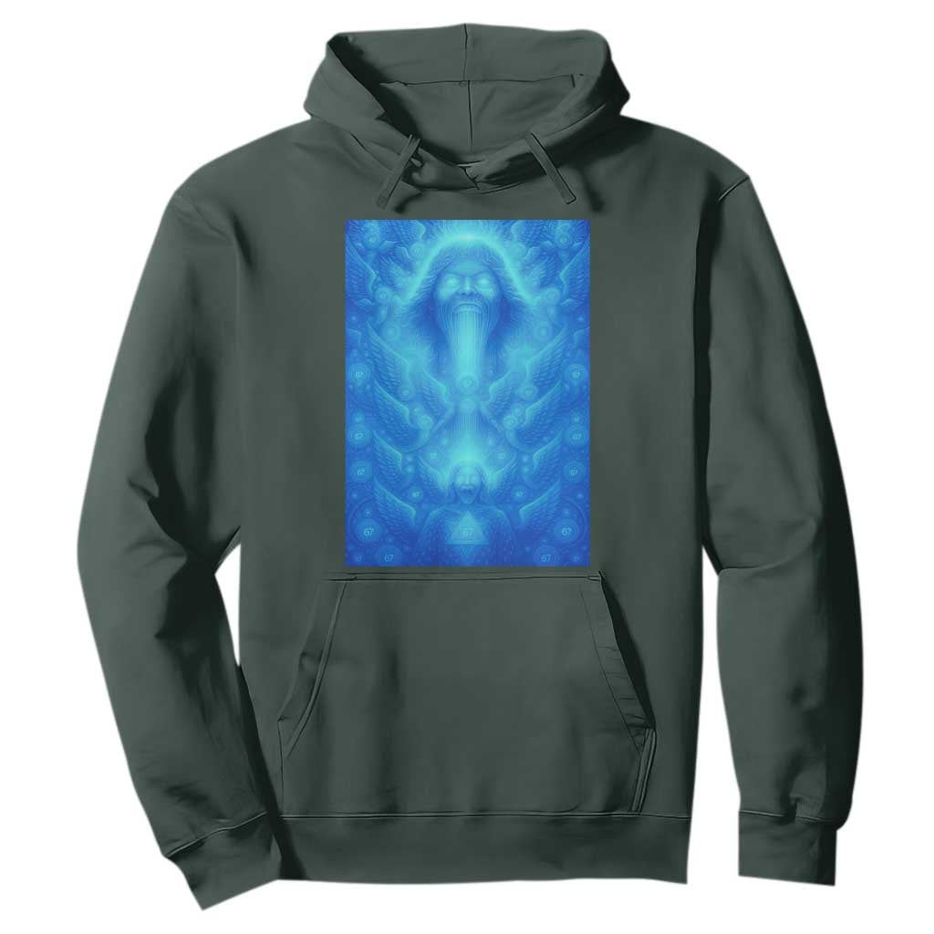 Divine 67 Meme Hoodie Celestial Mason 6 7 Spiritual Six Seven Angelcore TS02 Dark Forest Green Print Your Wear