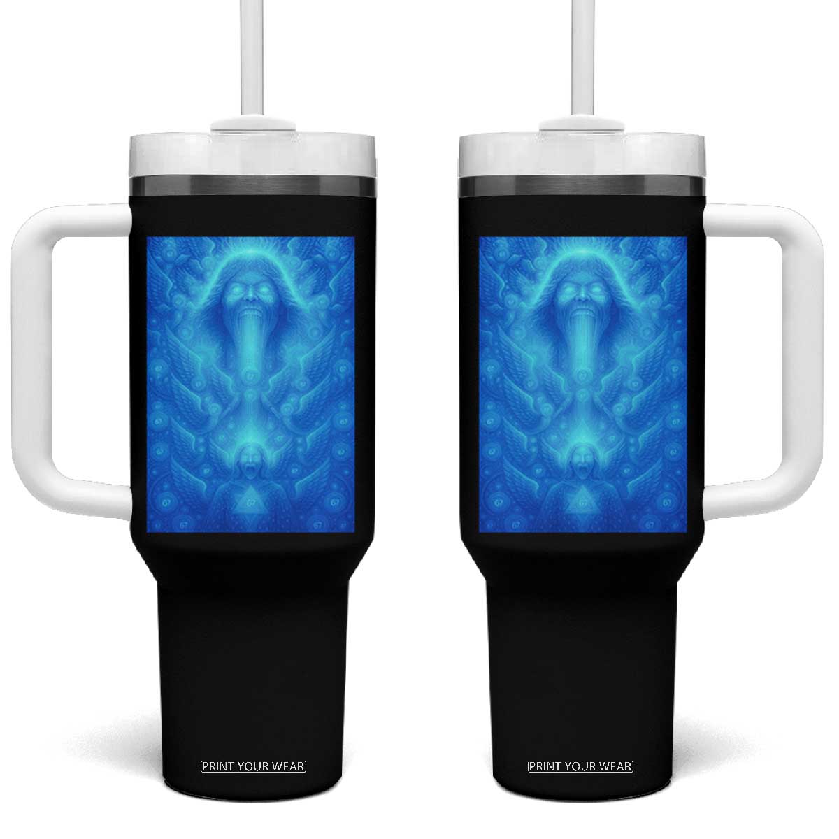 Divine 67 Meme Tumbler With Handle Celestial Mason 6 7 Spiritual Six Seven Angelcore TS02 One Size: 40 oz Black Print Your Wear